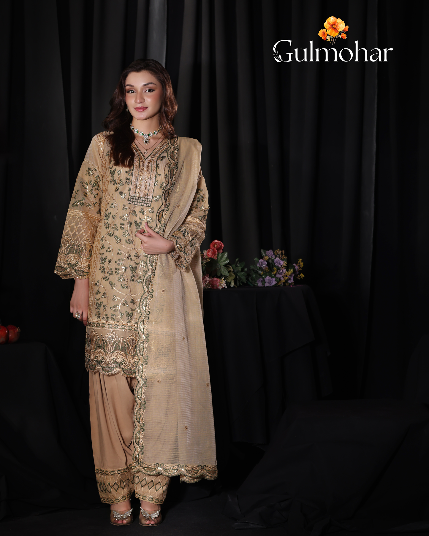 Alina - Khaddi Net with Farshi Shalwar
