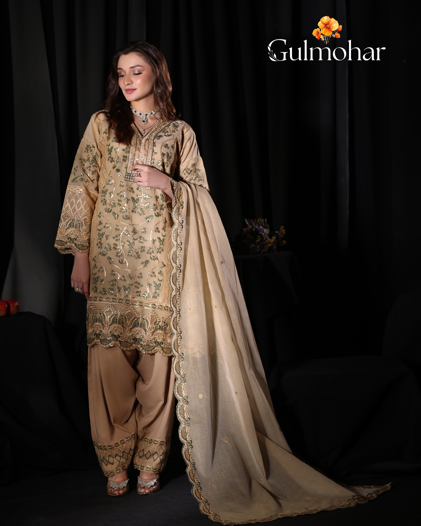 Alina - Khaddi Net with Farshi Shalwar